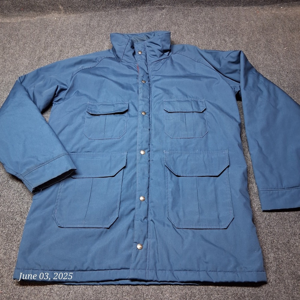 VTG WOOLRICH Jacket Men Large Blue Wool Flannel Line Chore Coat